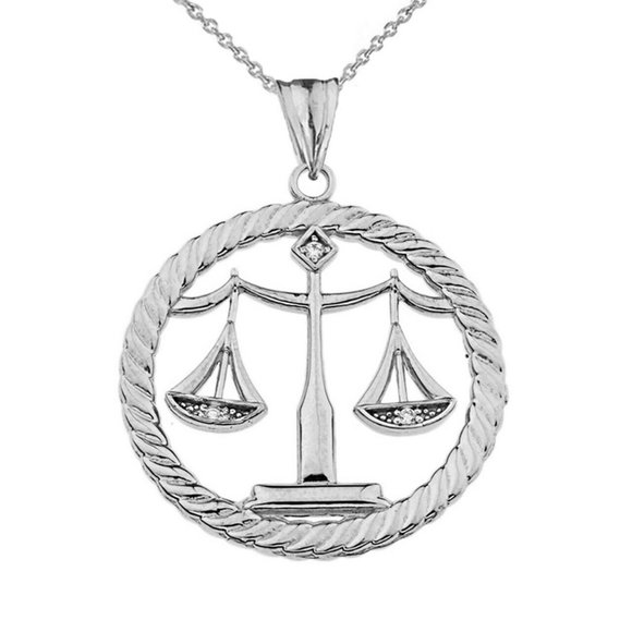 10k Real Gold Diamond Scales of Justice Pendant
